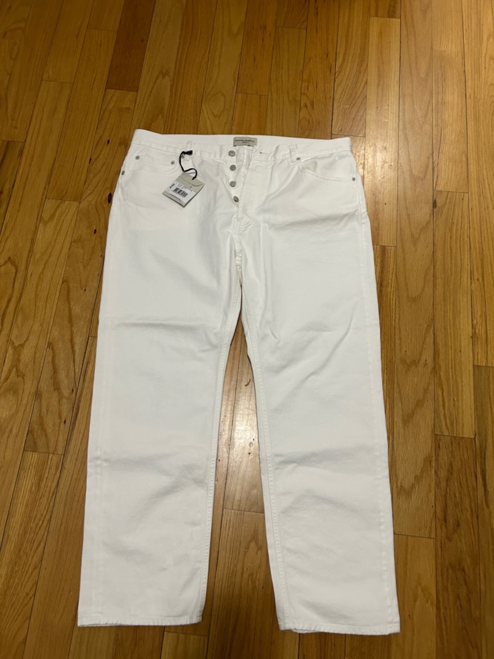 Officine Generale White Relaxed Button-Fly Jeans